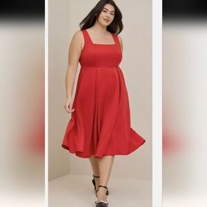 Torrid Square Neck Sleeveless Red Midi Dress Size 2x